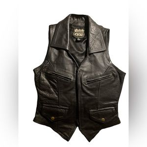 Women’s Leather motorcycle vest. Highway one design